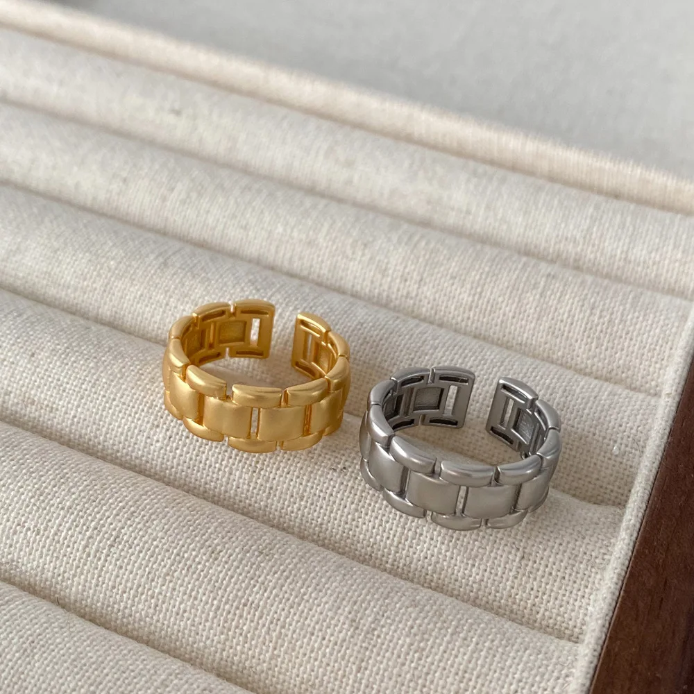 

Chain Metal Copper Plated Real Gold Wide Ring for Women Adjustable Open Index Finger Ring Fashion Party Jewelry