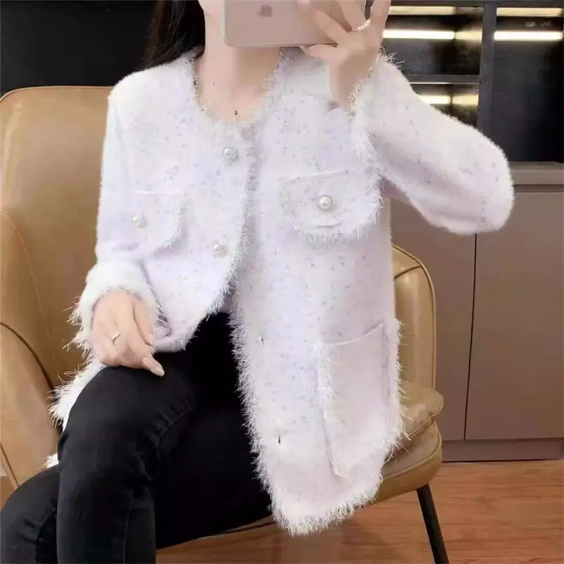 Fashionable Outerwear For Women Spring And Autumn Imitation Mink Velvet Coat Versatile Cardigan Loose Tassels Short Jacket Z951