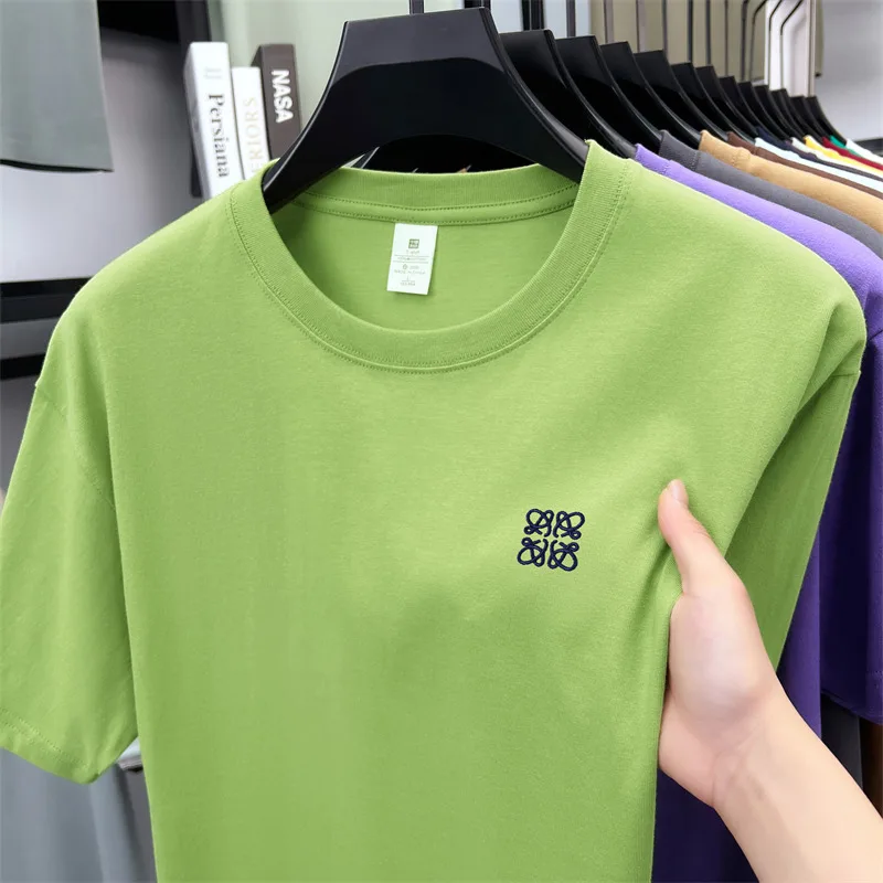 100%Cotton Men Short-Sleeved T-Shirt Round Neck Pattern Embroidery Available Multiple Colors Casual Fashion Breathable Men'sWear