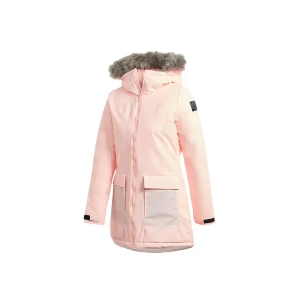 Adidas windproof warm casual sports cotton jacket jacket winter women's pink