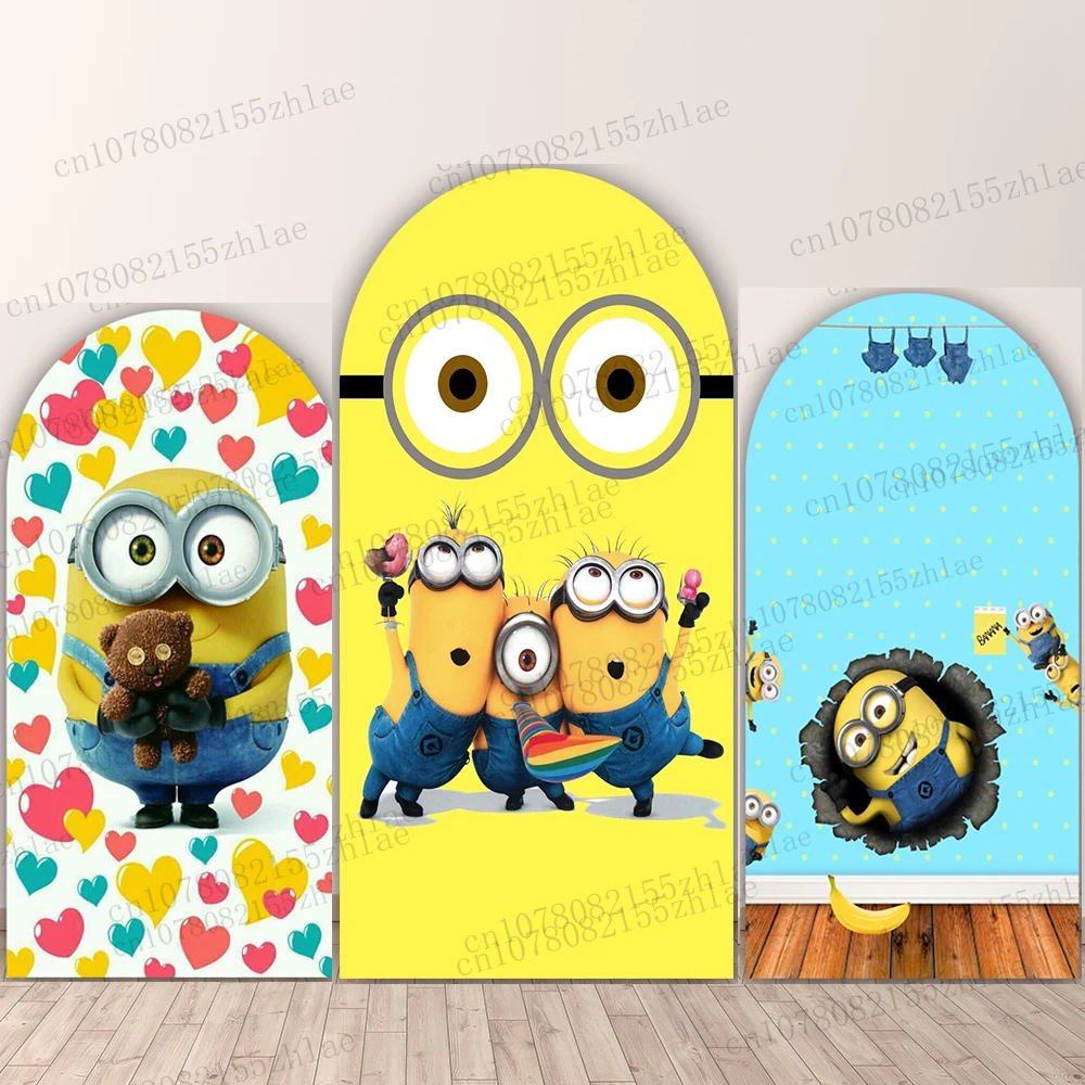 

Minions Birthday Party Photo Background Arch Cartoon Photography Backdrop Baby Shower Photography Backdrop