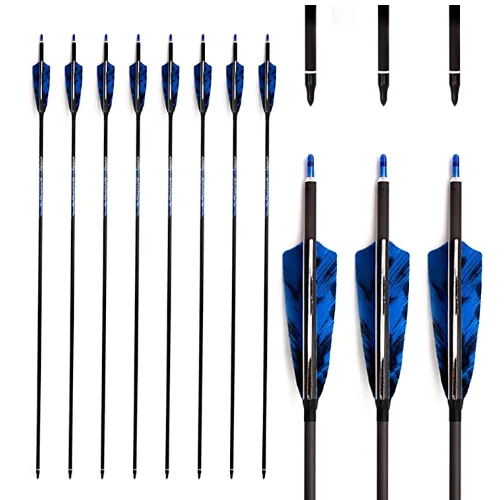 6/12pc 100% pure carbon arrow id6.2mm Spine250/300/340/400/500/600/700/800 with 4inch turkey feathers for Bow Shooting Hunting