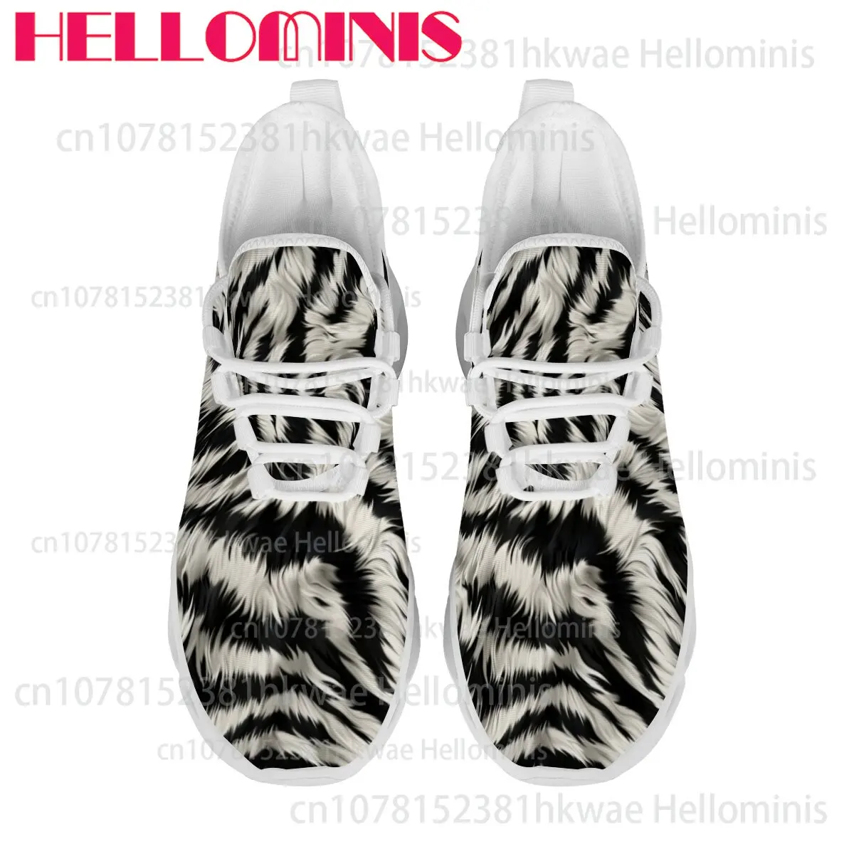 Black White Zebra Fur Texture Print Unisex Adult Blade Sneakers Hollow Wave Sole Breathable Mesh Street Casual Walking Footwear
