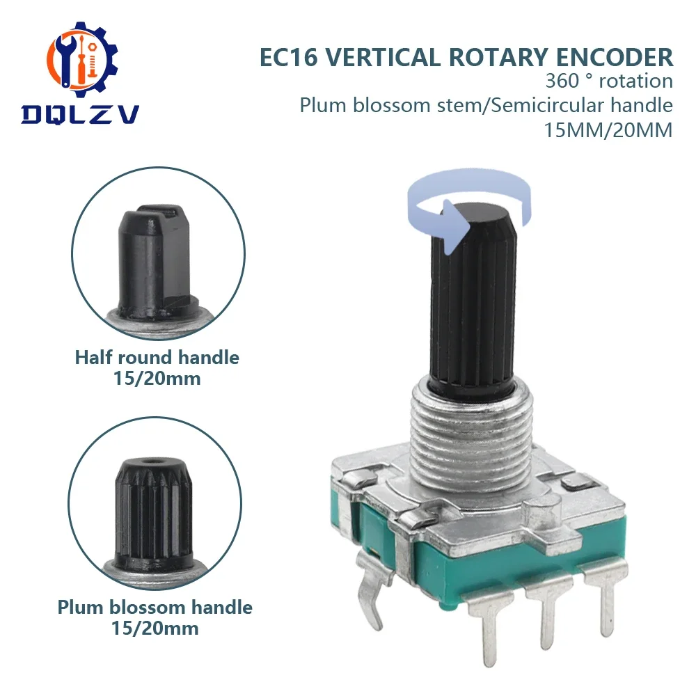 EC16 Audio Encoder 360 Degree Rotary Encoder E16 Coding 3Pin Handle Long 15/20MM