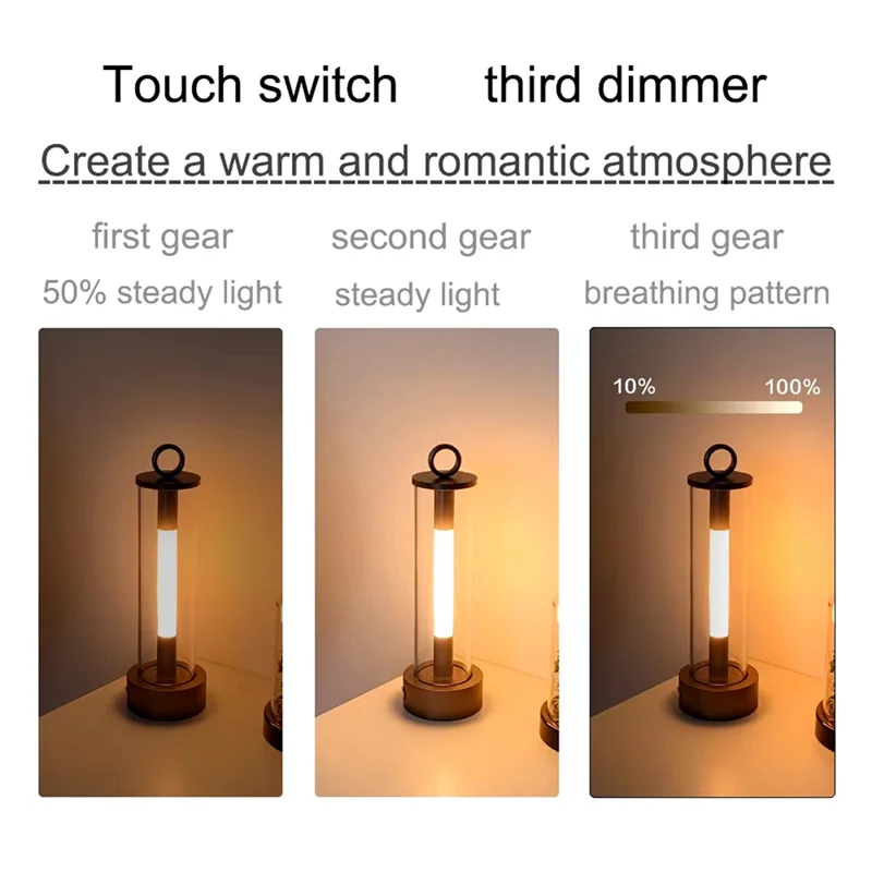 

ABLK LED Night Light Camping Lights USB Rechargeable Touch Switch Tent Lighting For Bedroom Bedside Desktop Decor Table Lamp