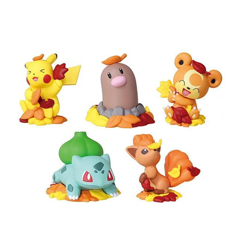 Pokemon Tomy Figures HARAHARA OCHIBA ASOBI 2 Pikachu Vulpix Bulbasaur Diglett Teddiursa PVC Toy Gift