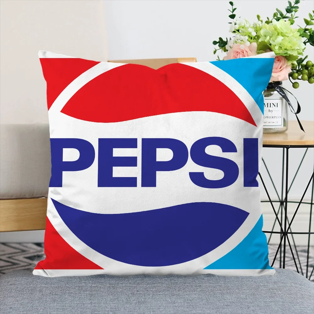 Pepsi-cola Logo Short Plush Cushions Case for Pillow Covers Decorative Cushions for Girl Bed Cushion Cover 40*40 Duplex Printing