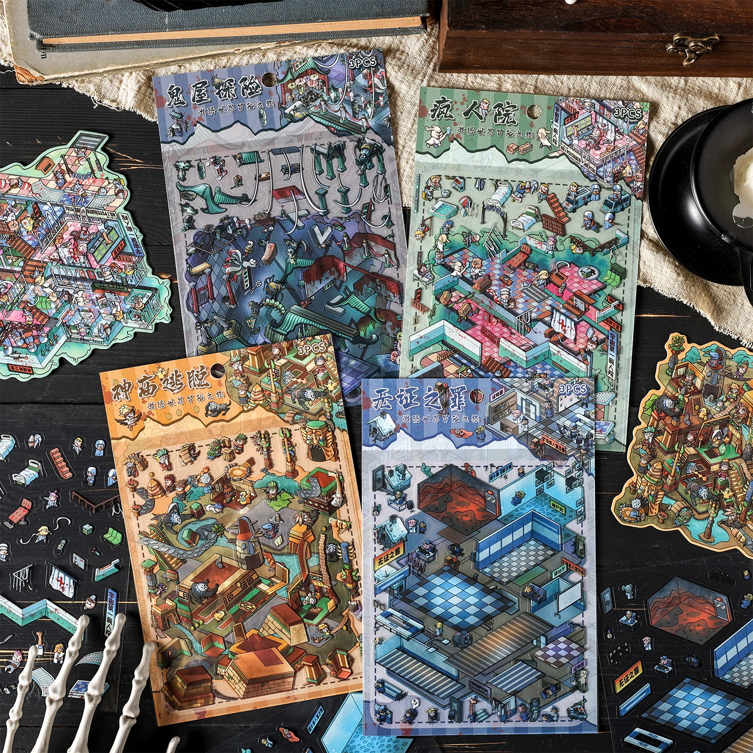 

Ретро готический набор наклеек 2,5D мультяшная сцена Непотрібный журнал DIY игрушка игра фестиваль подарок на день рождения канцелярские наклейки