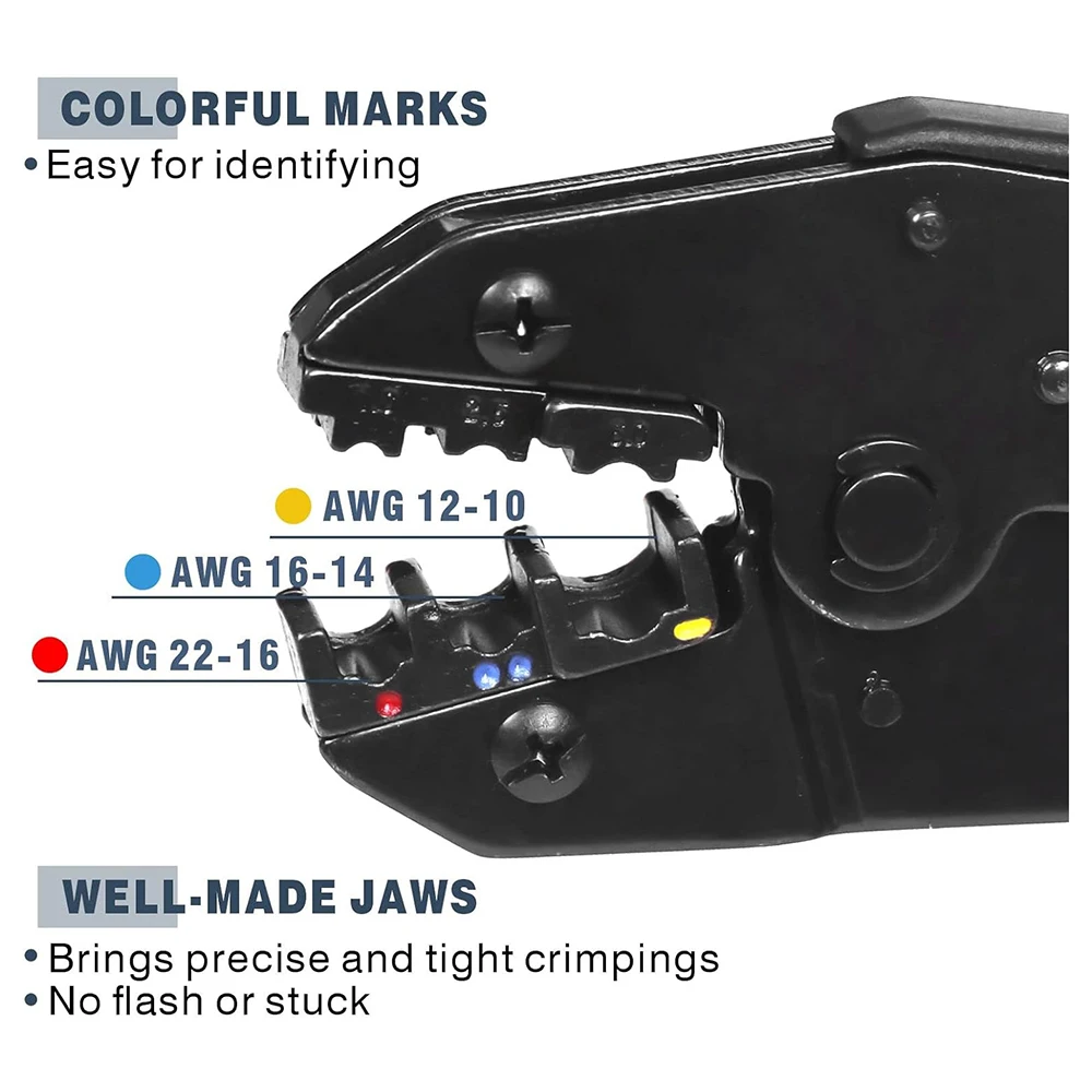 HS-30J Professional Insulated Wire Terminals Connectors Ratcheting Crimper, Wire Crimp Tool, Crimping Pliers 20-10AWG(0.5-6mm²)