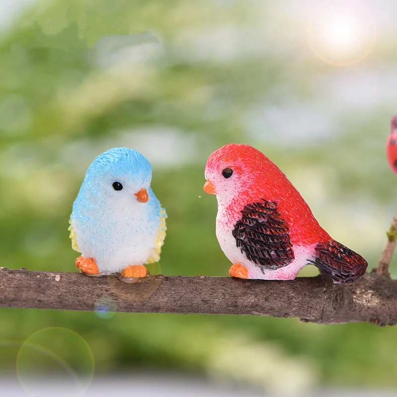 8pcs Mini Bird Figure Model Cartoon Resin Crafts DIY Succulent Plant Bonsai Figurines Fairy Garden Dollhouse Micro Landscape