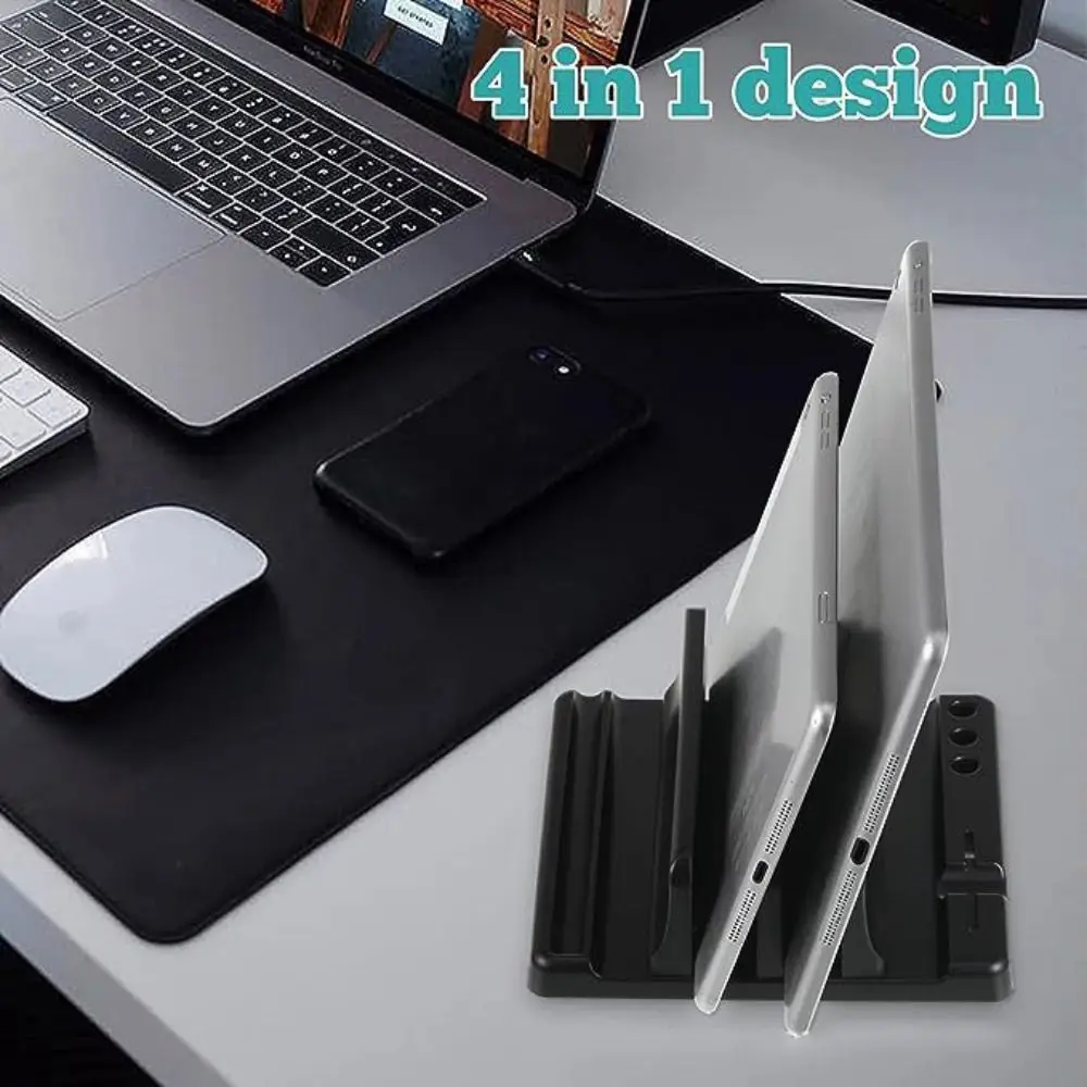 Adjustable Vertical Laptop Stand Space Save Dual Slot Mobile Phone Holder Mini Plastic Tablet Computer Stand For Notebook Tablet