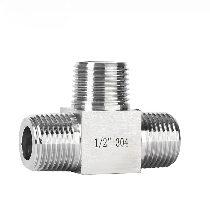 304 Stainless Steel High-Pressure Outer Wire Tee Joint 4 Points Thickened  Thread T-Type Equal Diameter  Pipe 2 