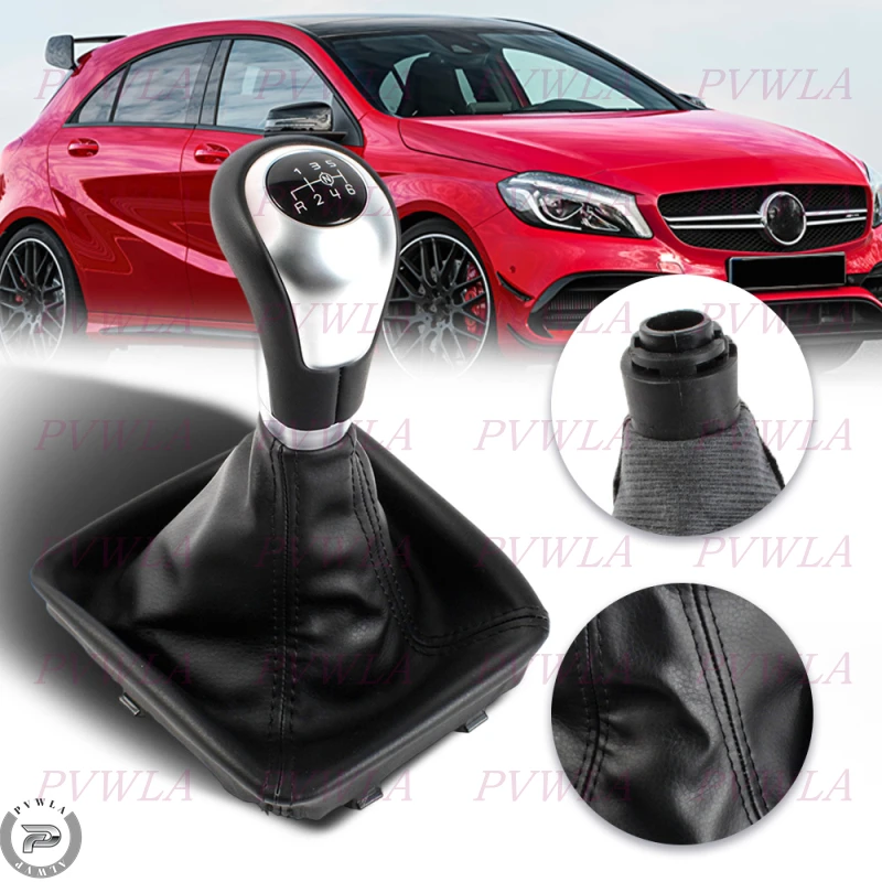 6 Speed Gear Shift Knob With PU Leather Boot For Benz W176 A160 A180 A200 A220 A250 2013 2014 2015 2016 2017 2018 Car Handball