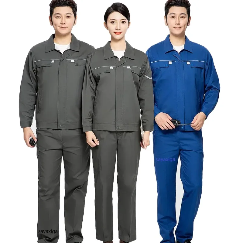 

Summer Work Clothing Set For Men Women Thin Long Sleeves Mechanical Repairman Working Uniforms Wear Resistant Labor Worker Suits