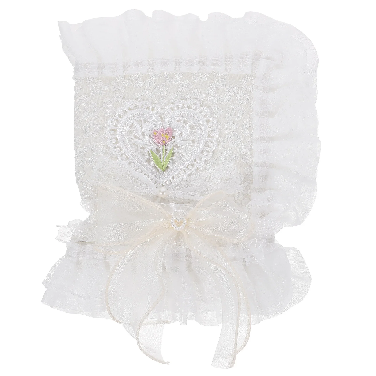 Cover Protective Sleeve Hand-made Lace Decorative Book Clothes Covers White Polyester Notebook With Strap For Students Stylish