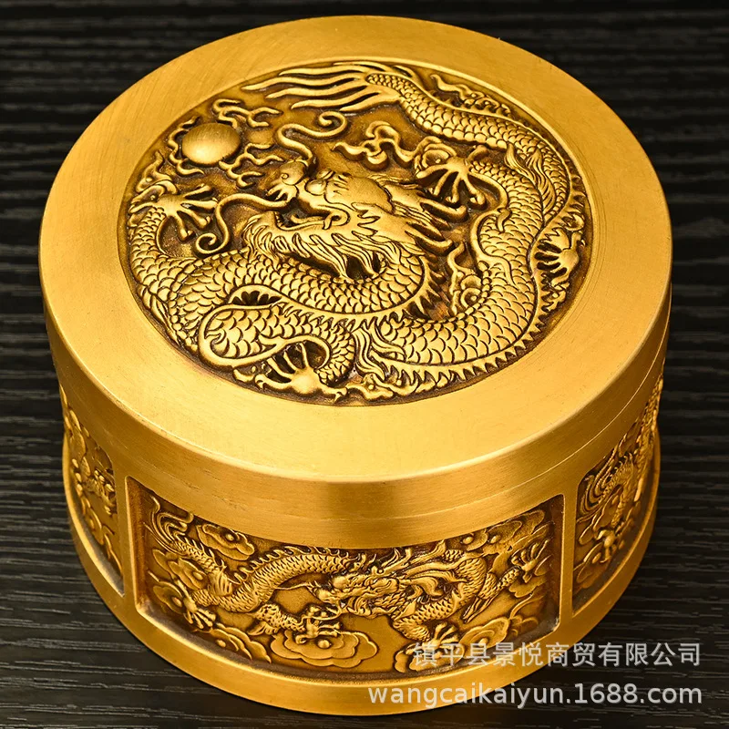 Pure copper rice jar, five-dragon jar, tea canister, brass canister, five-cow jar, treasure bowl, for home, living room, shop, g