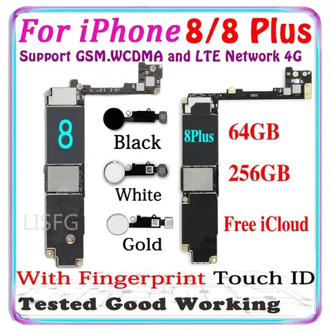 Fully Tested for IPhone 8 / 8 Plus Logic Board Motherboard With Touch ID Unlocked Mainboard Clean ICloud Support Update 64 256g