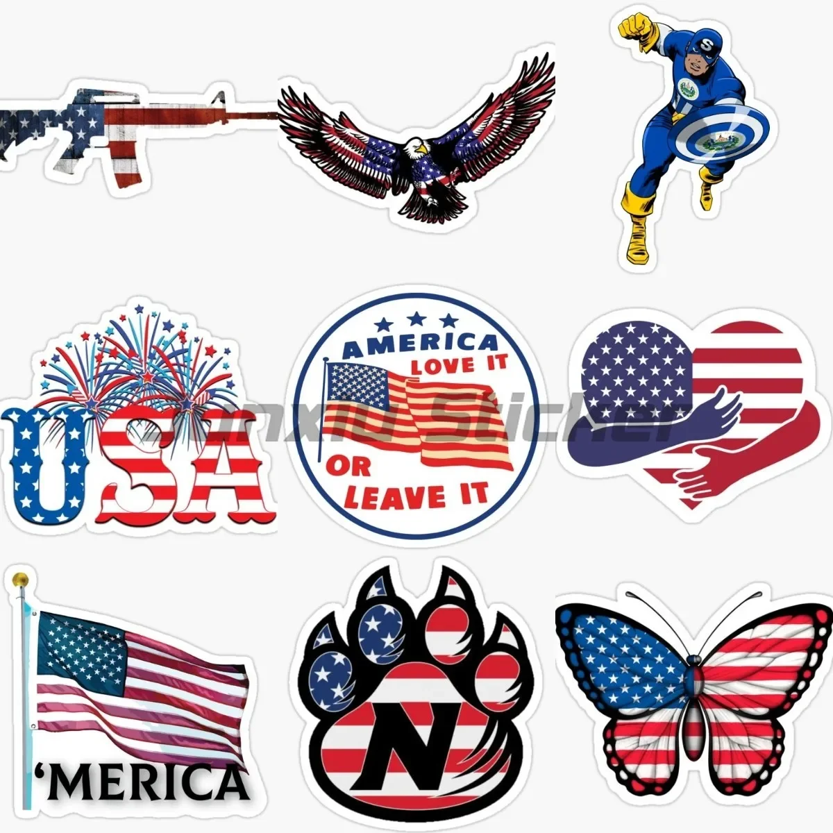 

American Flag USA Stickers Wall Rooms Truck Window Van Bicycle Door Accessories Decoration Car Interior Decals Customizable