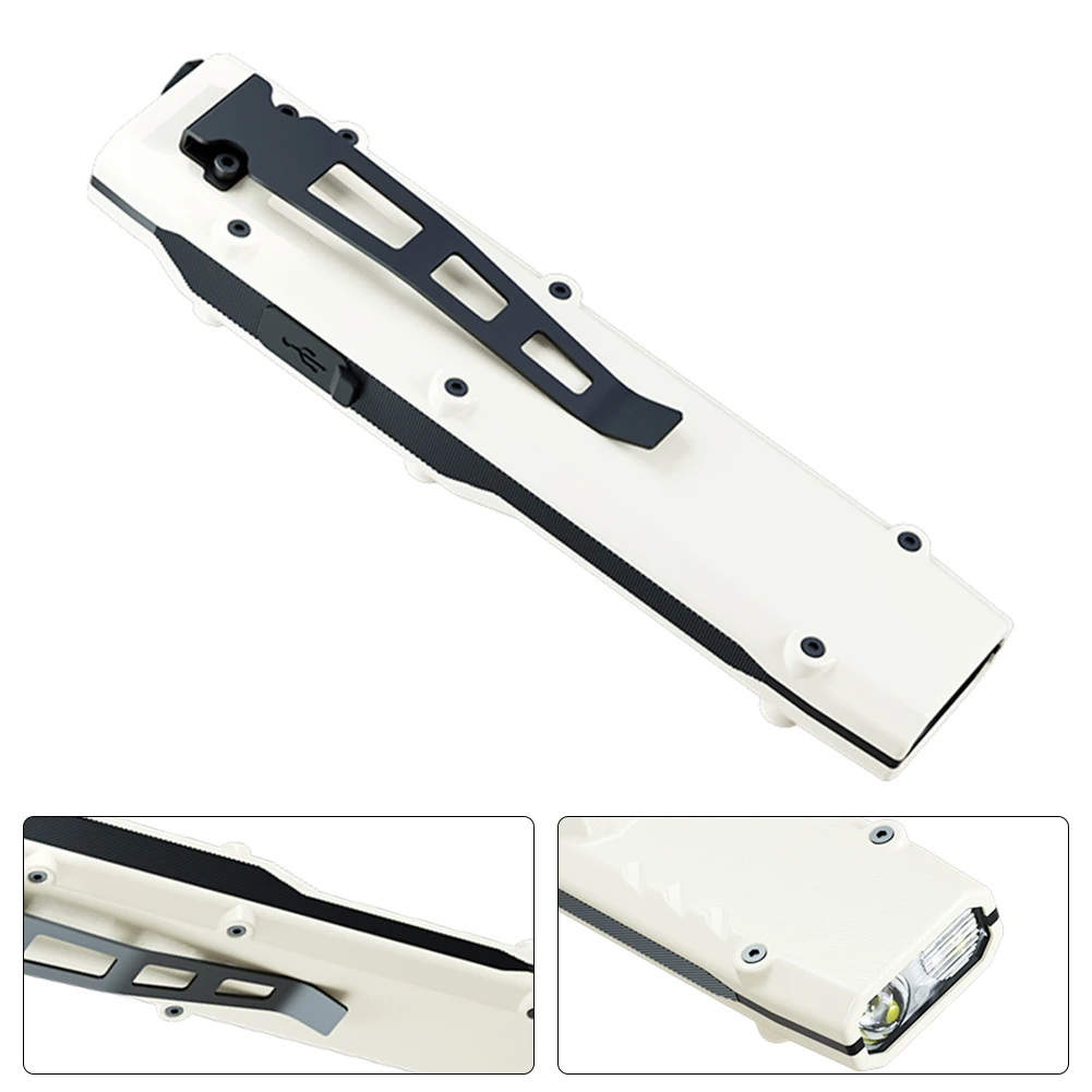 مصباح يدوي LED USB-C قابل لإعادة الشحن مع شاشة LED رقمية خفيفة الوزن ومفتاح مزدوج لحالات الطوارئ المنزلية الخارجية #5