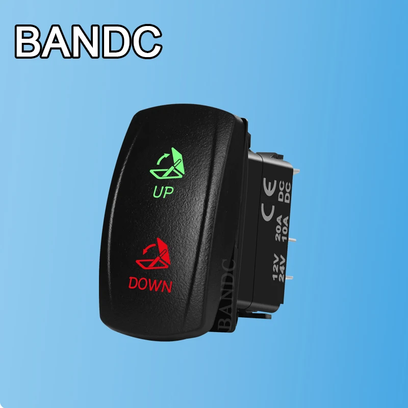 HATCH UP DOWN Rocker Switch | Waterproof Marine-Grade Momentary (ON)-OFF-(ON) Switch with Green Red Light for Boats & Yachts
