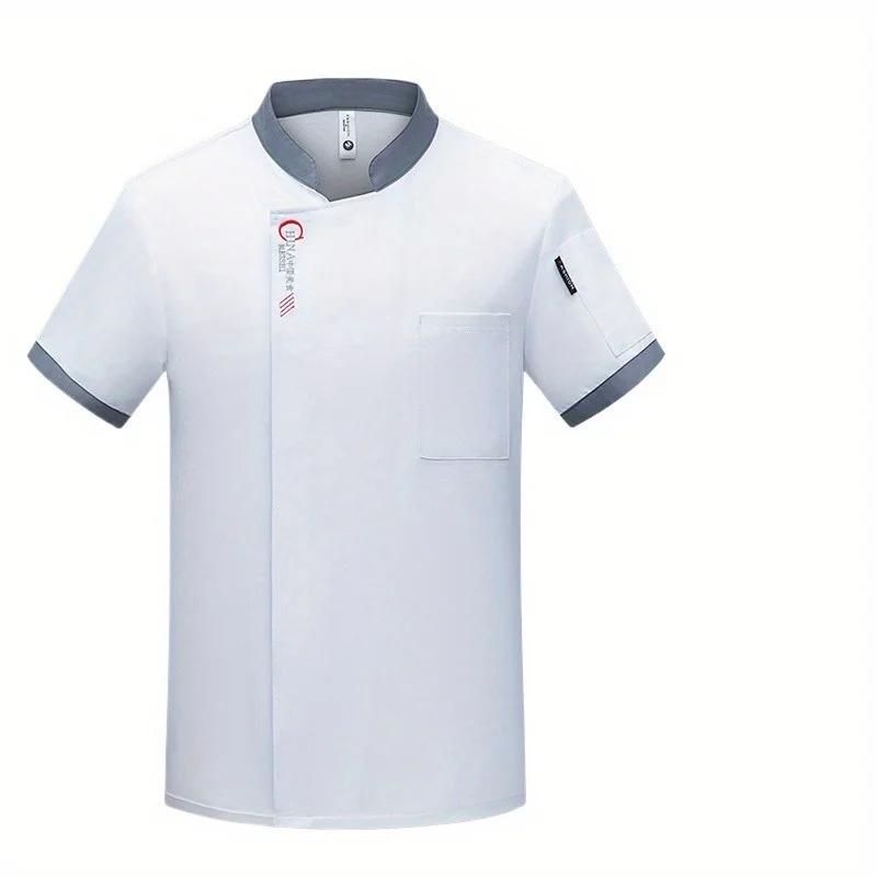 ملابس عمل المطبخ سريعة الجفاف للرجال في المطاعم، قميص صيفي قصير الأكمام للطهاة قابل للتنفس #4