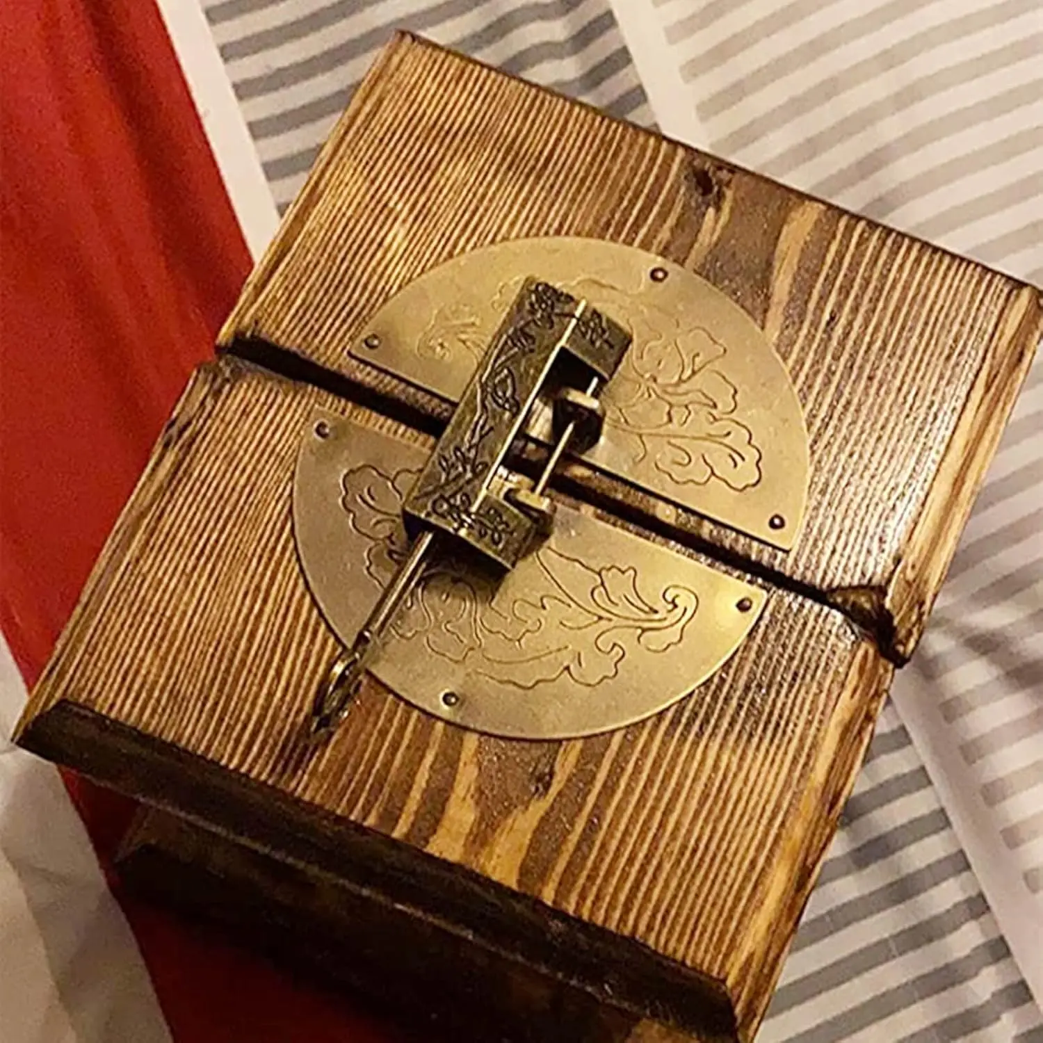 1 Set Chinese Vintage Lock with Key Antique Padlock and Hasp with Screws Kit for Jewelry Box Wooden Cases Cabinet DIY Gift Boxes