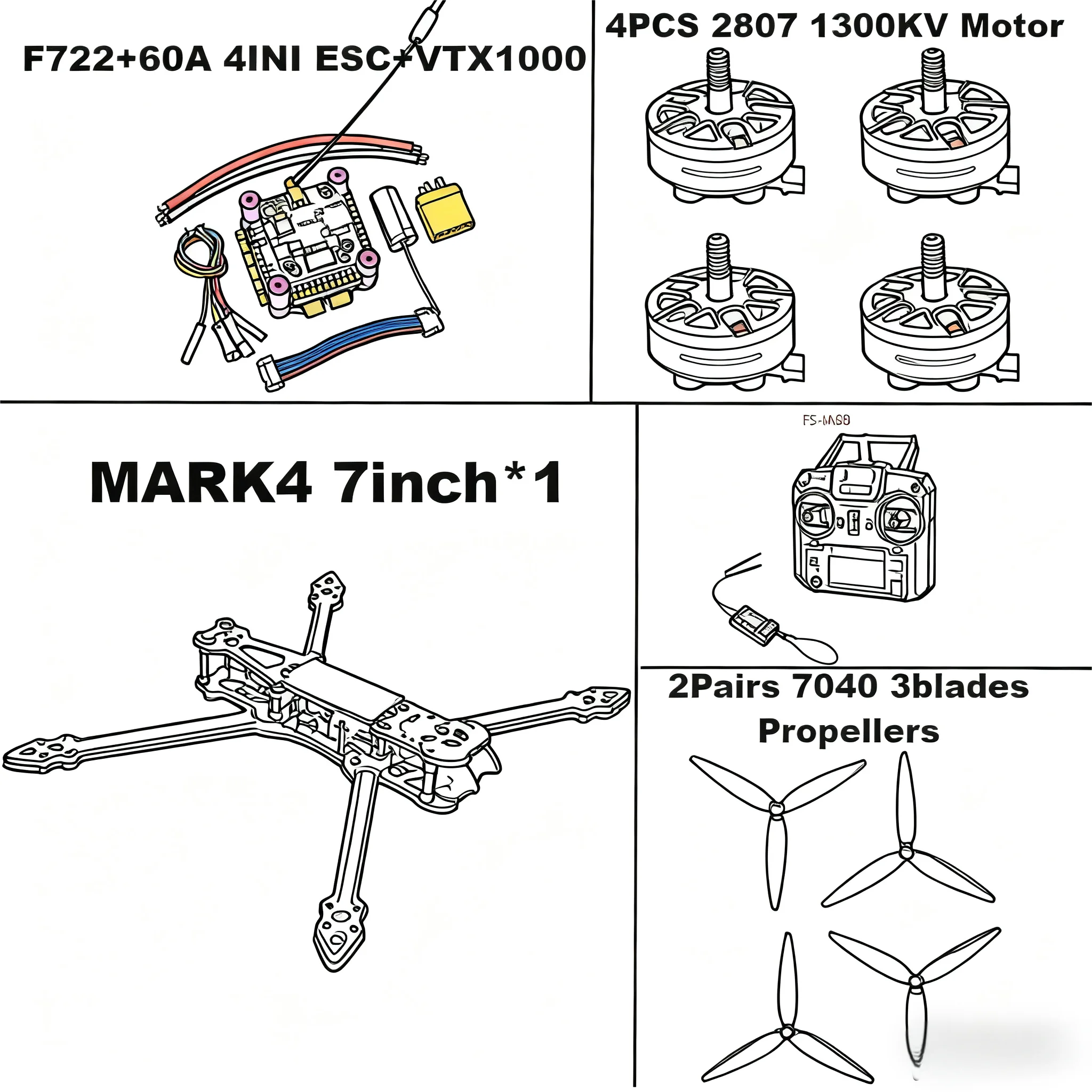 HotRC MARK4 V2 7 بوصة F722 التحكم في الطيران 45/60A 4INI ESC رف الطائرة بدون طيار FPV ألياف الكربون PV سباق الطائرة بدون طيار كوادكوبتر حرة #1