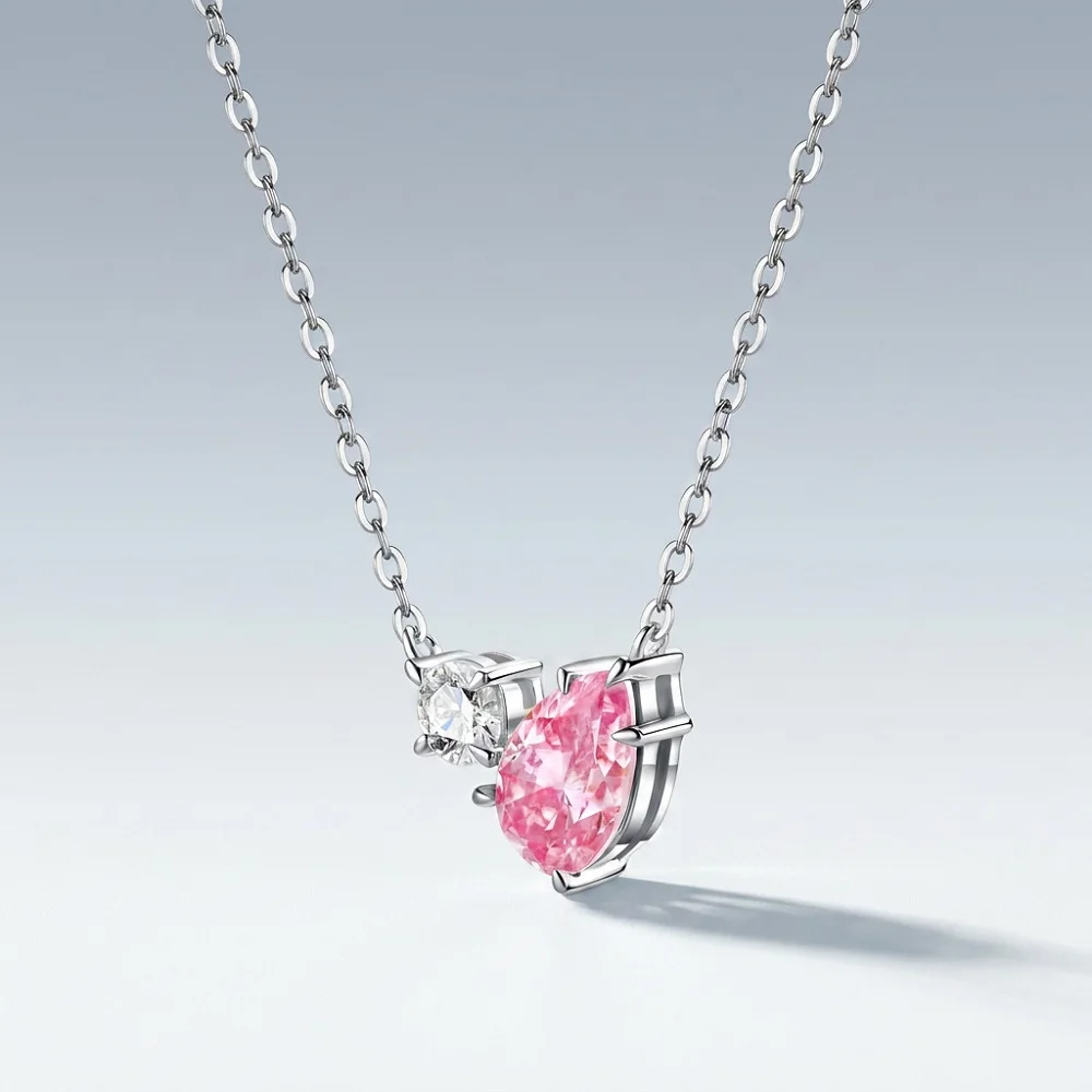 Apaison Sparkling 7x11mm 3 Carat Moissanite Women’s Pendant Necklace - Bride Wedding Engagement 925 Sterling Silver Jewelry Gift
