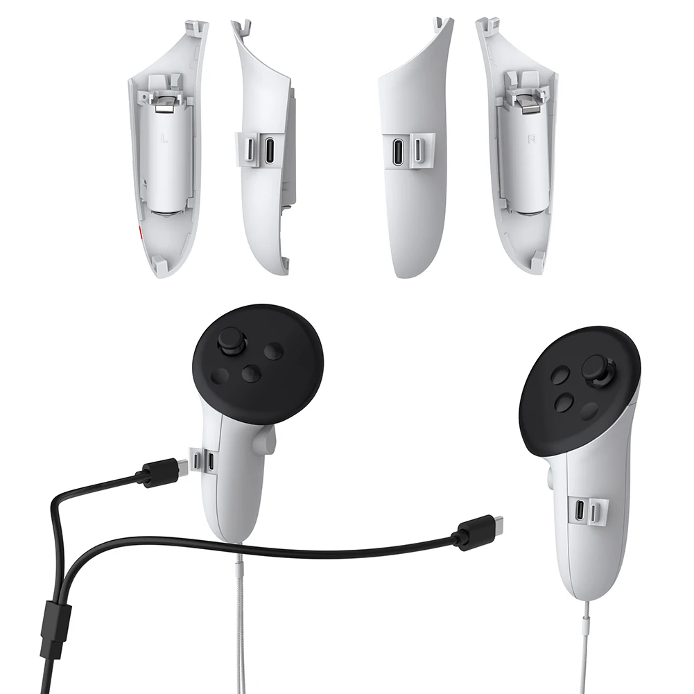 Rechargeable Battery Cover Right Left Rechargeable Controller Grips for Meta Quest 3S/3 VR Headset Controller