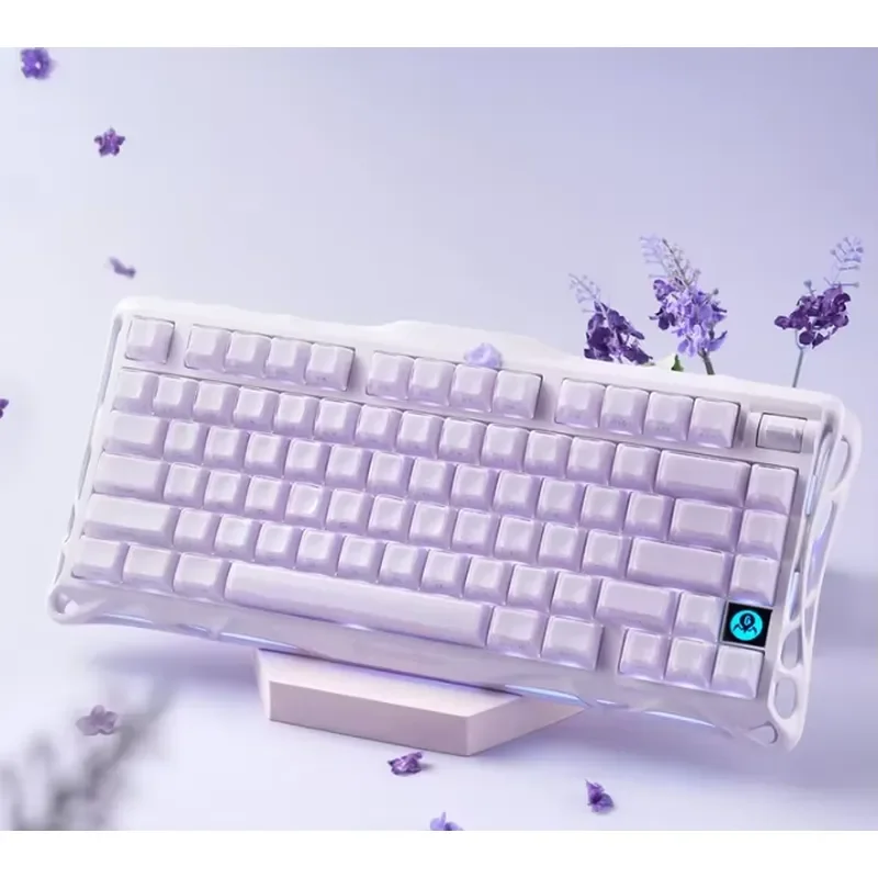 Hot Sale K1 Lavender Purple 75% Tri-Mode Wireless Mechanical Keyboard Hot-Swap 8000mAh RGB for Gaming