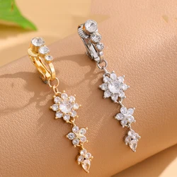 1pcs Faux Fake Belly Piercing Flower Butterfly Dangling Fake Belly Button Pircing Clip On Umbilical Navel Cartilage Earring Clip