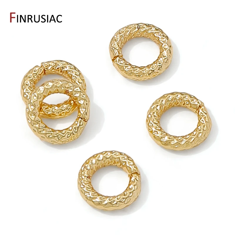 14K Gold Plated Brass Mesh Pattern Open Jump Ring Split Ring Jewelry Findings,Connecting Ring For DIY Jewelry Making Accessories