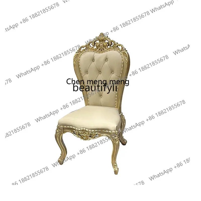 ss8350 French solid wood dining chair fashion styling chair European luxury carved leisure sofa restaurant furniture