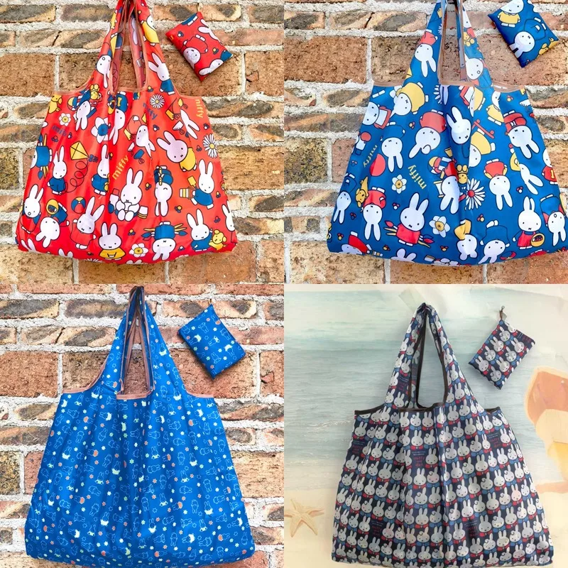 

Cartoon Miffy Shopping Bag Cute Rabbit High Capacity Foldable Portable Shopping Tote Bag One Shoulder Bag Gift Toys for Girl