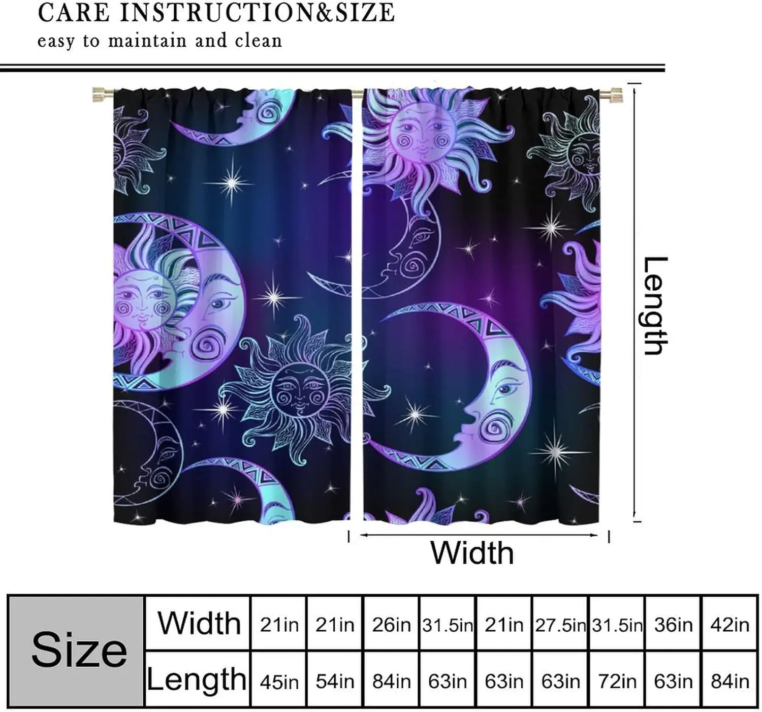 Mystic Zodiac Astrology Curtains Celestial Stars Night Drapes Polyester Window Panels Cosmic Galaxy Home Decor Shower Curtains