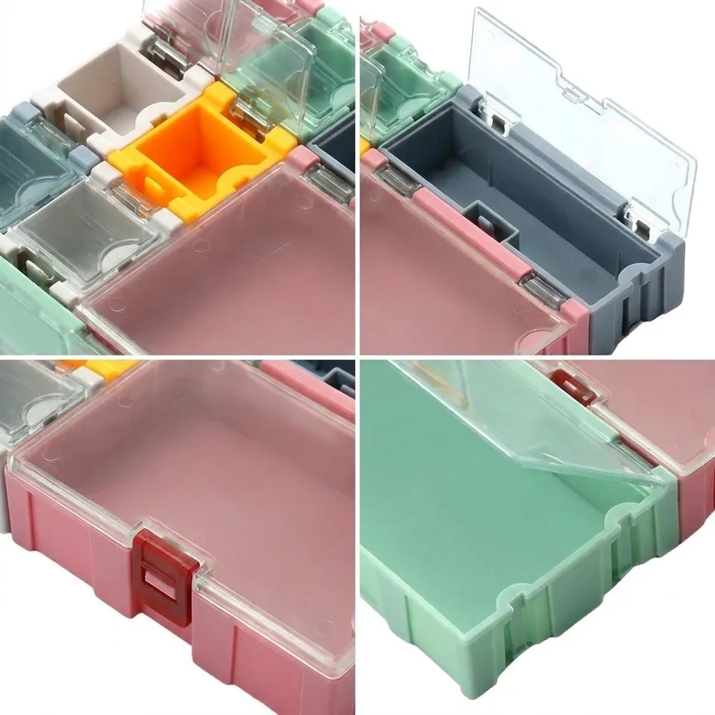 9 Piece Modular Component Box Set Plastic Storage Case For Small Resistor Integrated Circuit Chip Electronic Parts Organizer