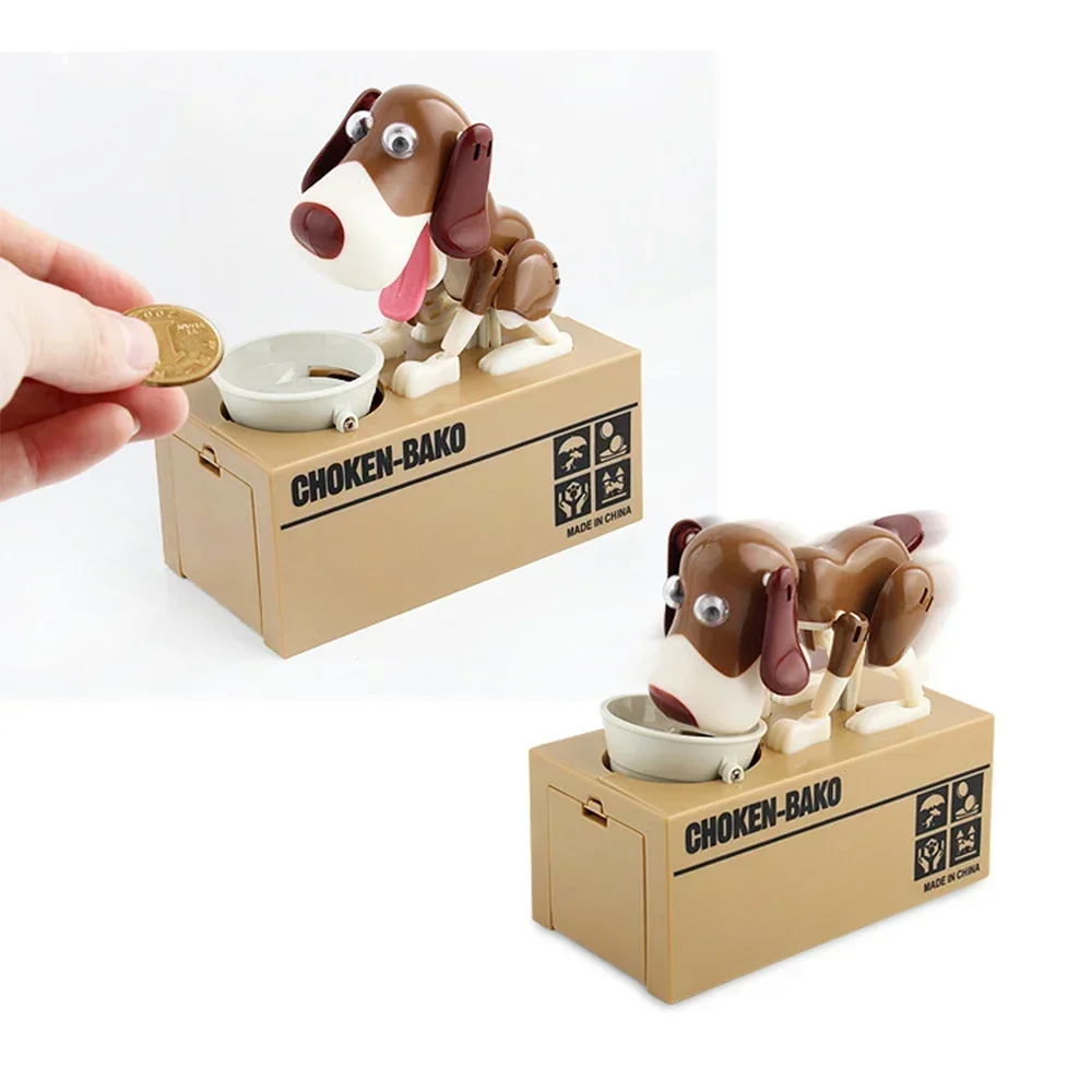 Cute Dog Electronic Robot Piggy Bank Creative Cartoon Plastic Automatic Coin Storage Box Children's Gift Desk Decoration