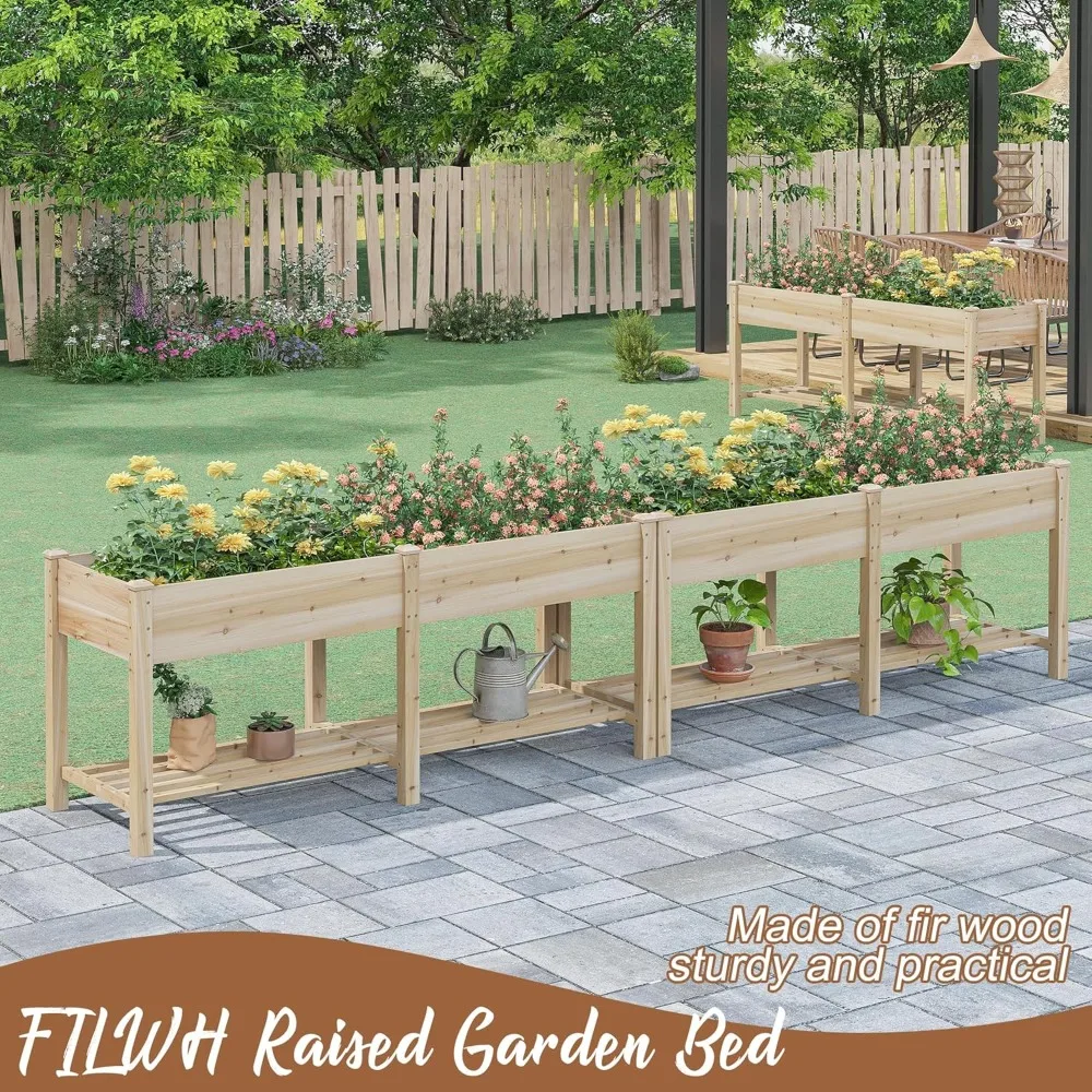 Letto da giardino rialzato con gambe supporto per fioriera in legno rialzato per la coltivazione della scatola di supporto per fioriera grande rinforzata rialzata nel cortile