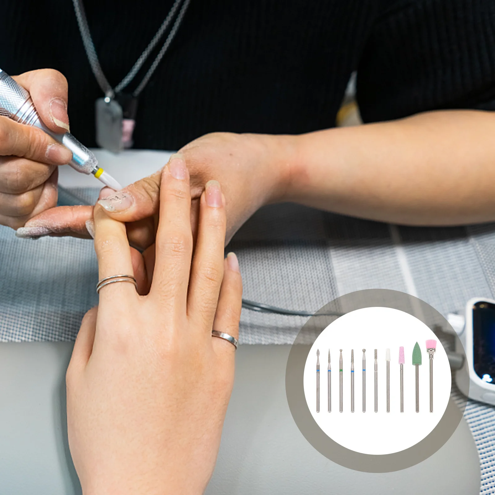 مجموعة رؤوس طحن الأظافر مكونة من 10 قطع، أدوات تلميع مانيكير ممتازة لصنفرة فن الأظافر وإزالة الجلد الميت، مثقاب احترافي #1