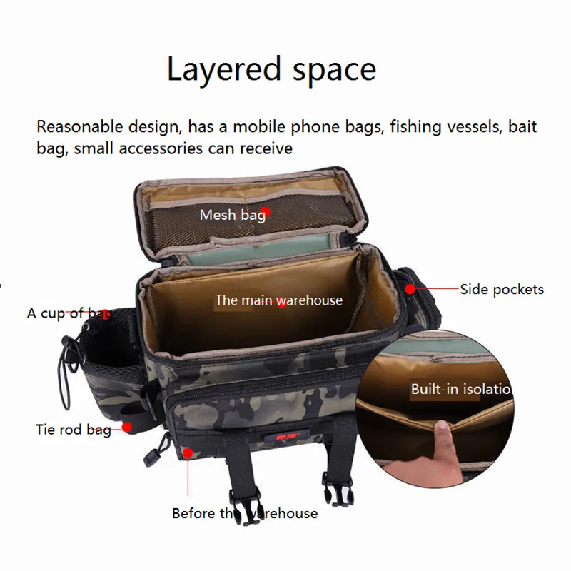 Multifunctional waterproof fishing bag outdoor sports waist bag bait fishing rod equipment storage bag single messenger bag