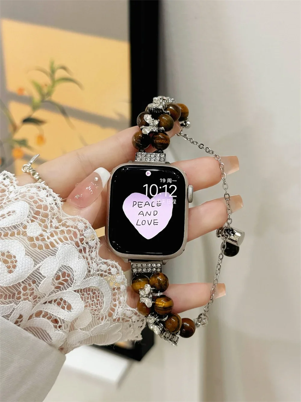 Luxury Beads Metal Link Band For Women  40mm 41mm 42mm elegant Strap For Apple Watch bling nice good hot selling