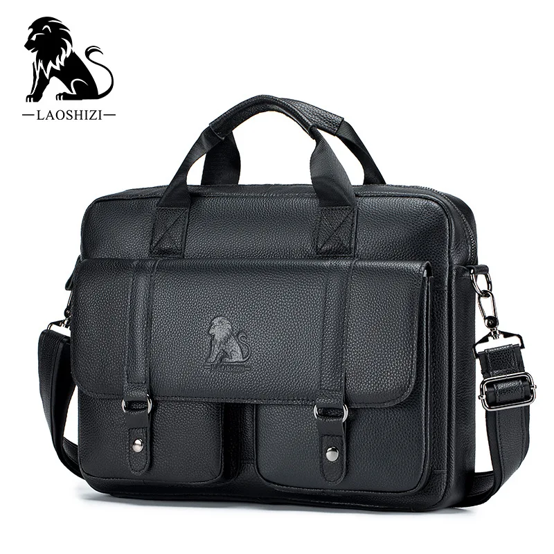 Maleta masculina de couro de grande capacidade, bolsa para computador, bolsa casual para negócios, bolsa crossbody