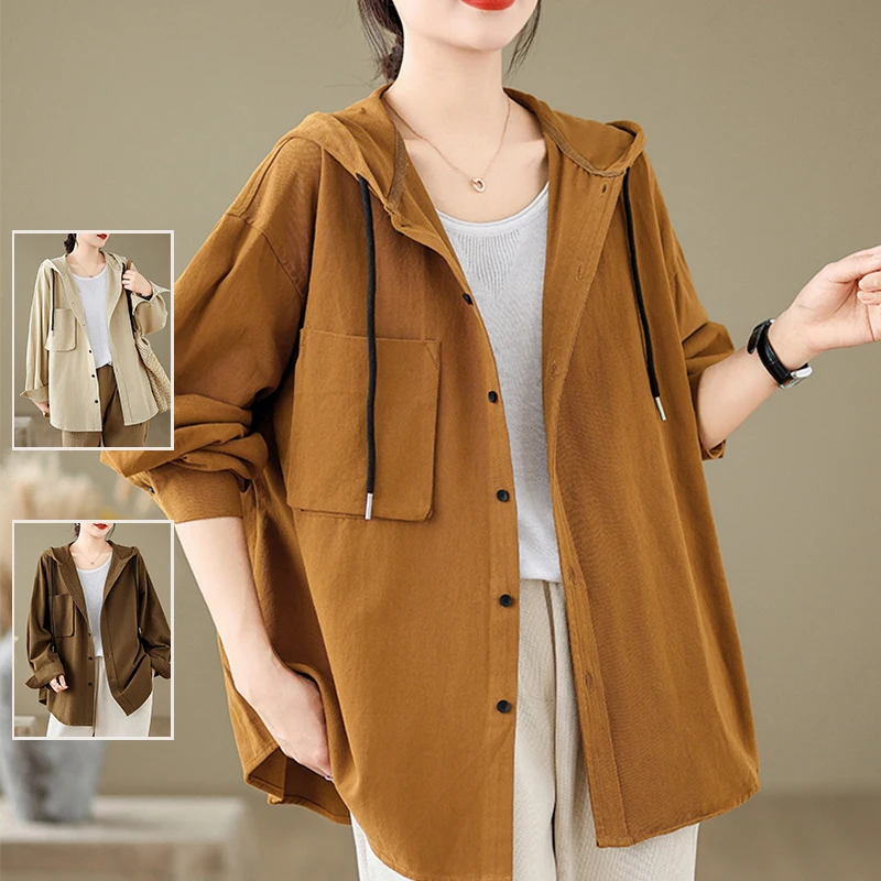 

Повседневный пуловер с капюшоном Jaet, большой размер, женский модный осенний открытый кардиган средней длины, модный однотонный топ