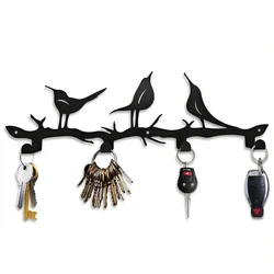 New Rustic Bird Wall Key Storage Rack, Metal Cup Rack Holder Home Decor, Space Saving Storage Organizer Hanging Wall Art