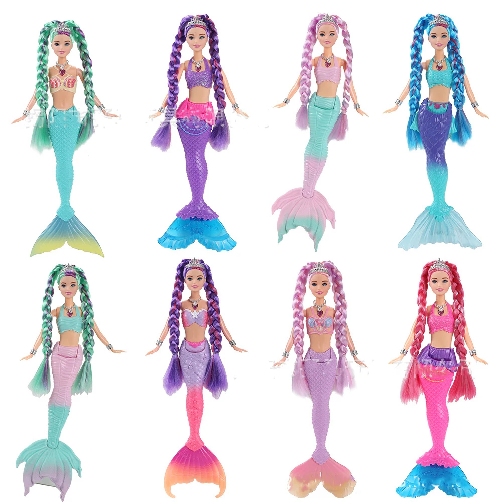 

30CM Mermaid Doll With Lights Music 1/6 Colourful Mermaid Doll Hand Joints Movable Doll Fish Tail Girl Children Play House Toy