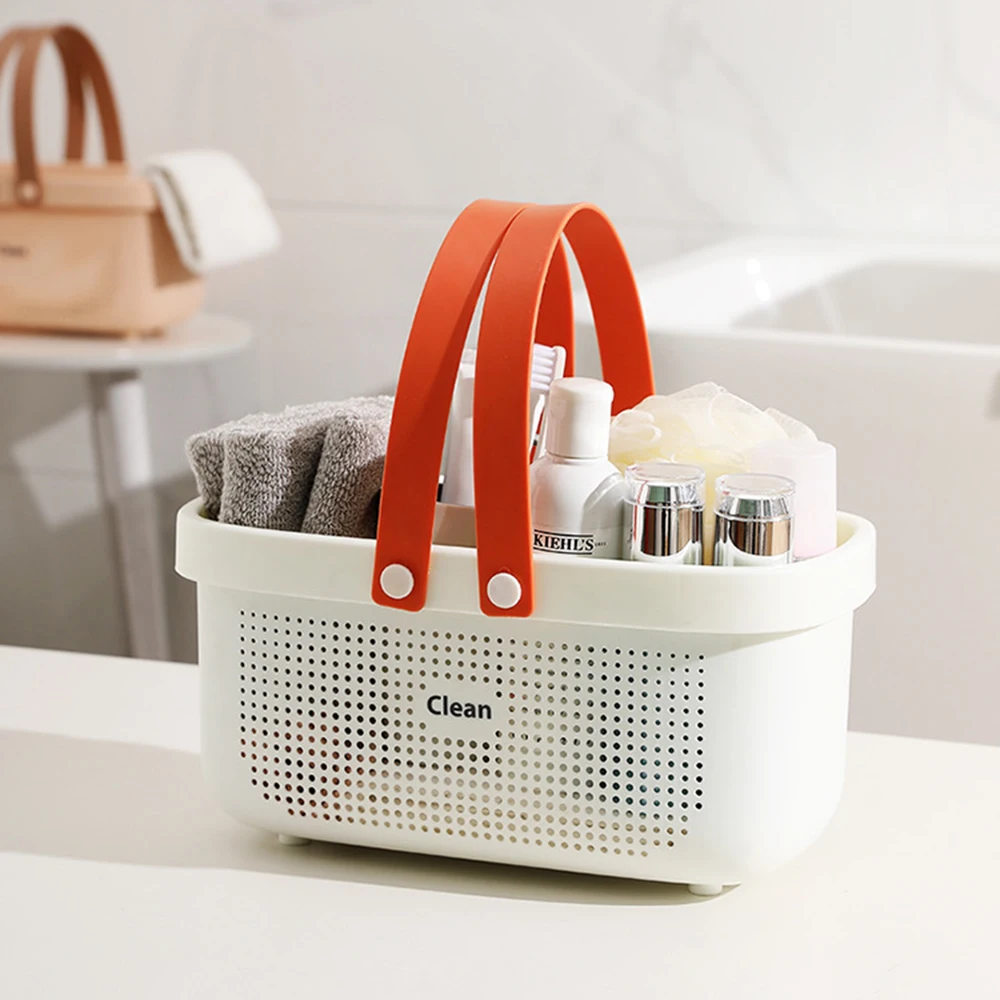 Durable Plastic Laundry Basket Large Capacity Clothes Organizer with Silicone Handle for Shower Bathroom Washhouse organiser