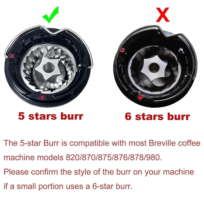 5 Core Conical Grinder Upper Lower Burrs for Breville Barista Express/Barista Touch/ Barista Pro Espresso Machine