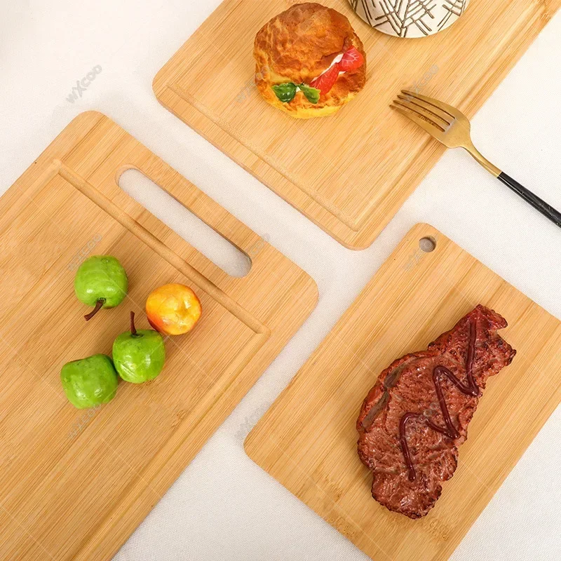 WXCOO Kitchen Cutting Board Natural Bamboo Double-sided Chopping Board for Meat Vegetables Fruits Kitchen Cutting Serving Board