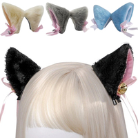 Lolita Bells Cat Ear Hair Clips Fur Headwear Anime Hairpins Headdress Cosplay Hairclip Headsband Party Costume Hair Accessories