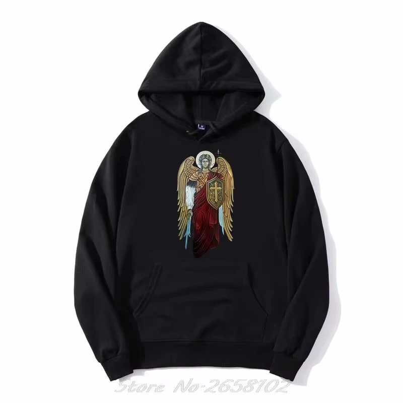 Saint Michael Archangel Hoodie für Herren und Damen, Baumwolle, Grafikdruck, Langarm, Gothic, Vintage, Sweatshirt, Sommer, Freizeit, heißer Verkauf